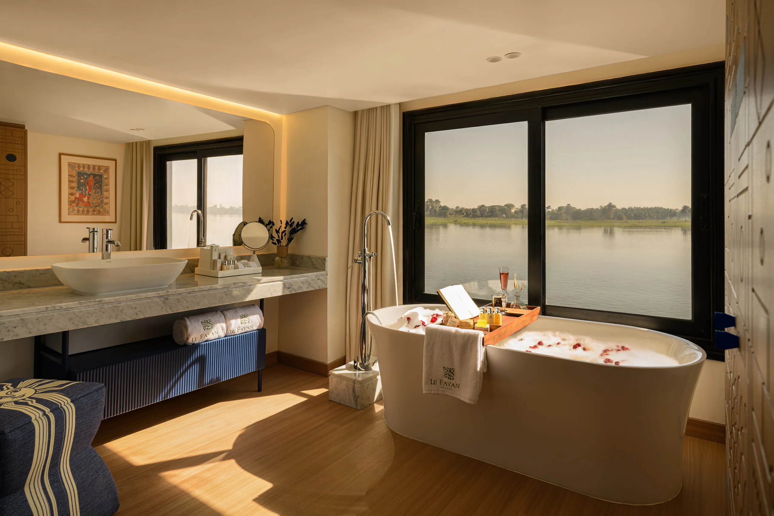 Cabin aboard the Le Fayan Suites Nile Cruise Nile cruise